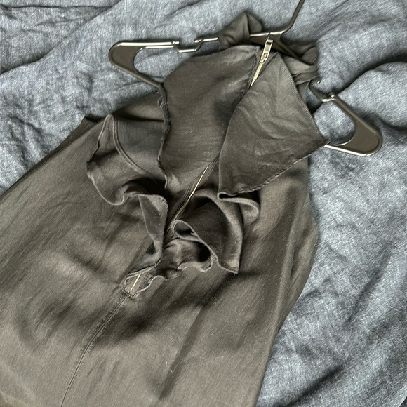 Club Monaco one size black ruffle zip dress - Picture 3 of 14